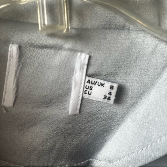 Princess Polly 2pc Light Blue Satin Long Sleeve Top + Mini Skirt Coord Set 4 - Picture 2 of 7